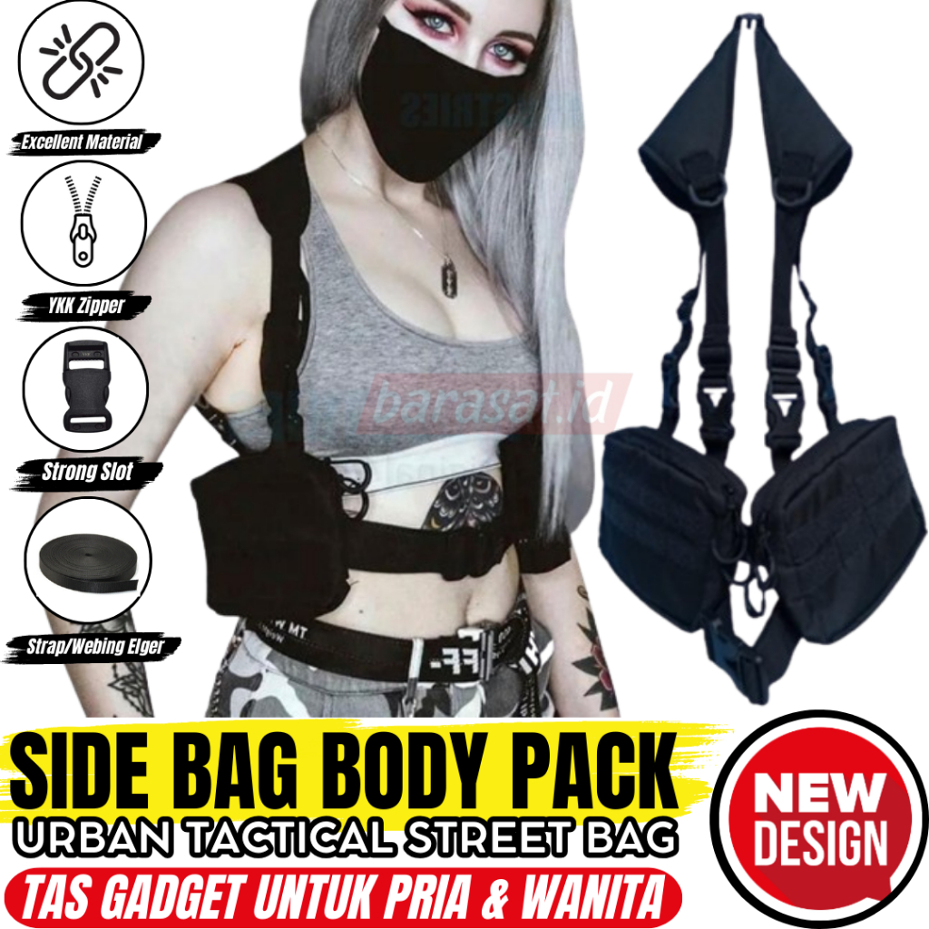 Tas Barang Pribadi Kantong Dada Bodypack Tactical Style Nempel dibadan Anti Maling