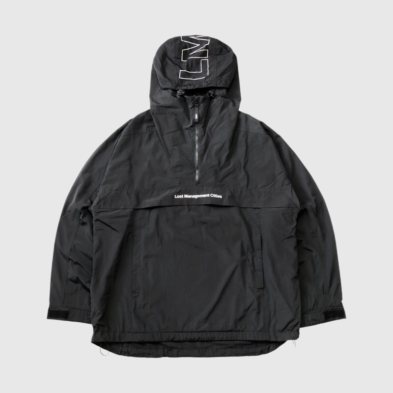 LMC Lost Management Cities Hooded Logo Cagoule Anorak Jacket Black