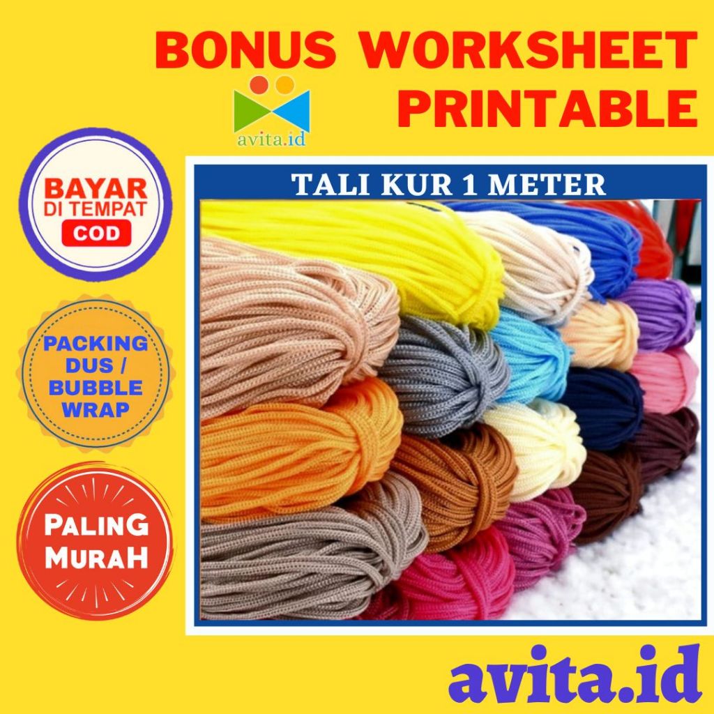 avita.id [Meteran] Tali Kur Warna Warni / Tali Kur 2mm-8mm / Tali Kur 3mm / Tali Kur Warna permeter