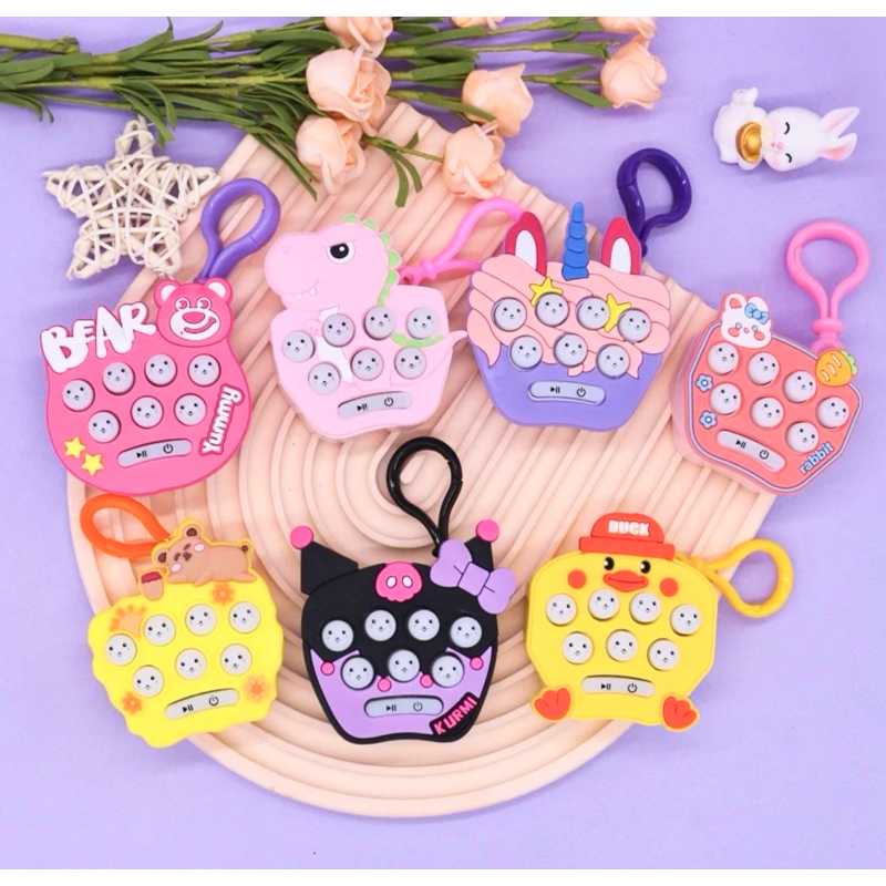 gantungan kunci pop it / Mainan Edukasi / Mainan Pop It Elektrik Mainan Push Hamster LED+Musik Fidge