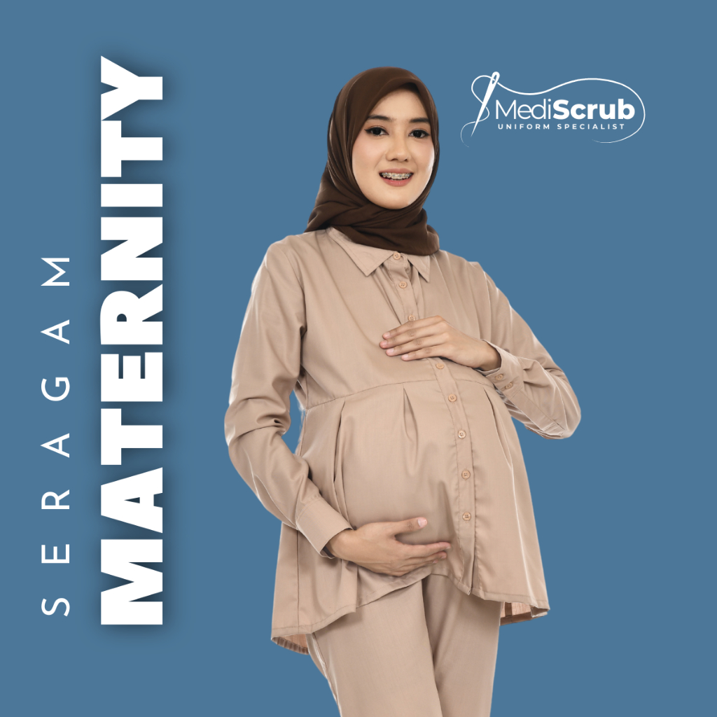 MEDISCRUB - Set Baju Hamil Kemeja Lengan Panjang