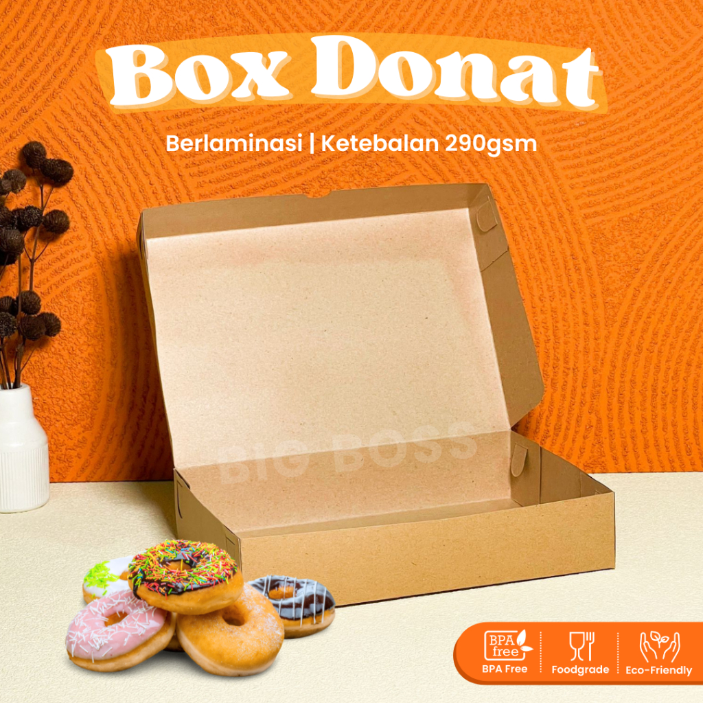 

[325GSM] Box Kotak Donat Kraft Polos Laminasi isi 6pcs / Dus Kue Roti Bomboloni