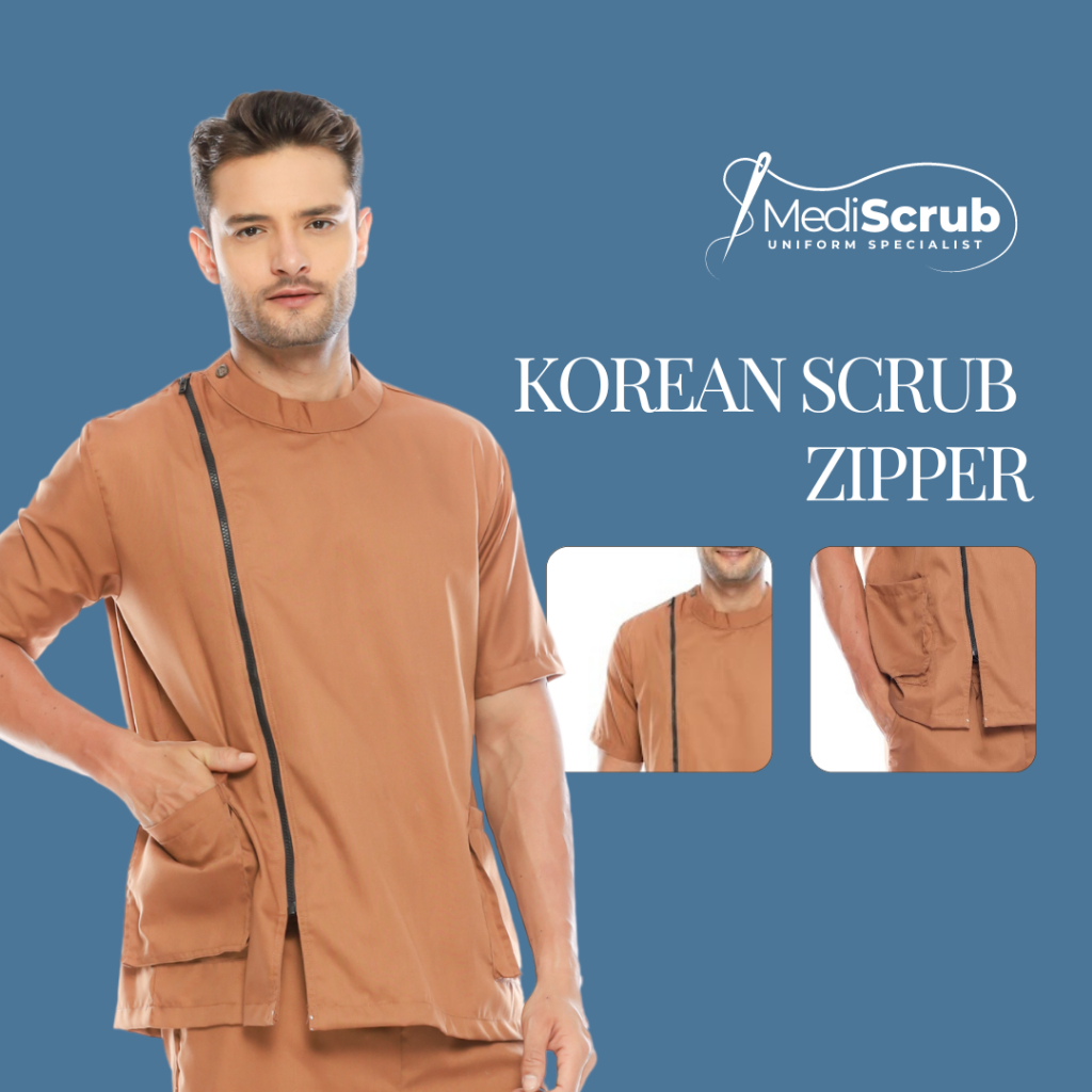 MEDISCRUB - SCRUBS KOREAN ZIPPER - Baju Jaga OK Baju scrub Baju medis Dokter Perawat Medical Uniform