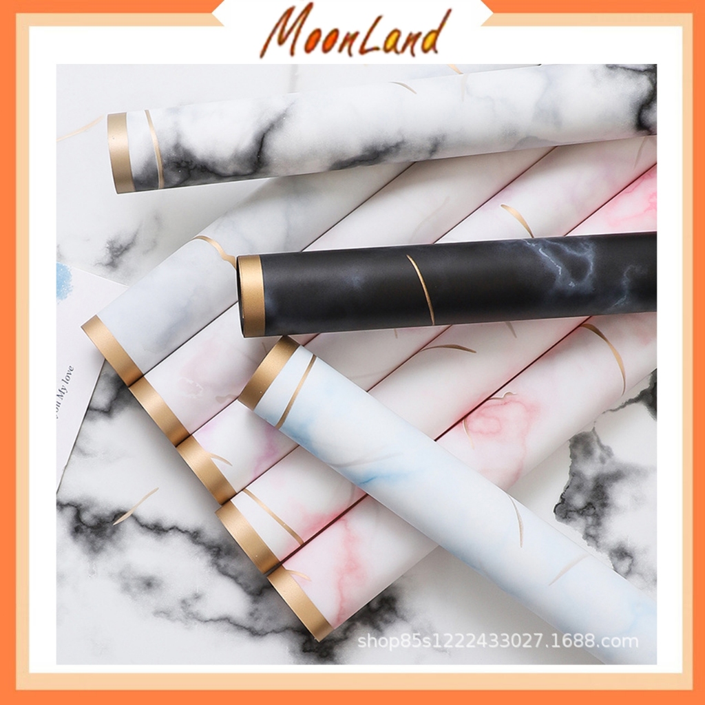 

20 Lembar Kertas Buket bunga Motif Marble List Gold Wrapping Paper Cellophane KB6048