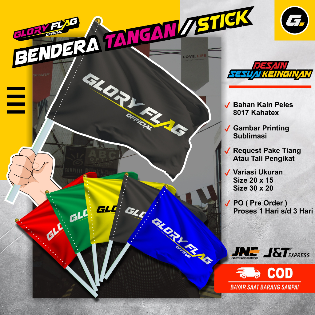 BENDERA TANGAN CUSTOM HAND FLAG BENDERA KECIL CETAK BENDERA CUSTOM