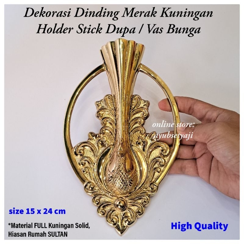 Tempat Dupa Dinding Kuningan motiv Burung Merak BRASS antik Holder Dupa Stik / Vas Bunga Dinding Dek