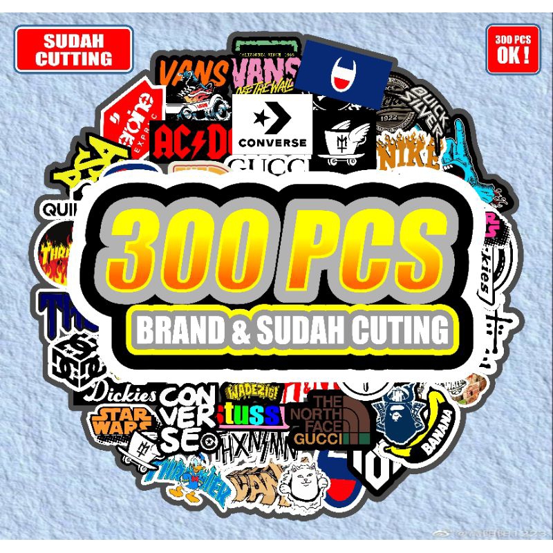 

Stiker brand paket isi 300pcs brand local luar negeri