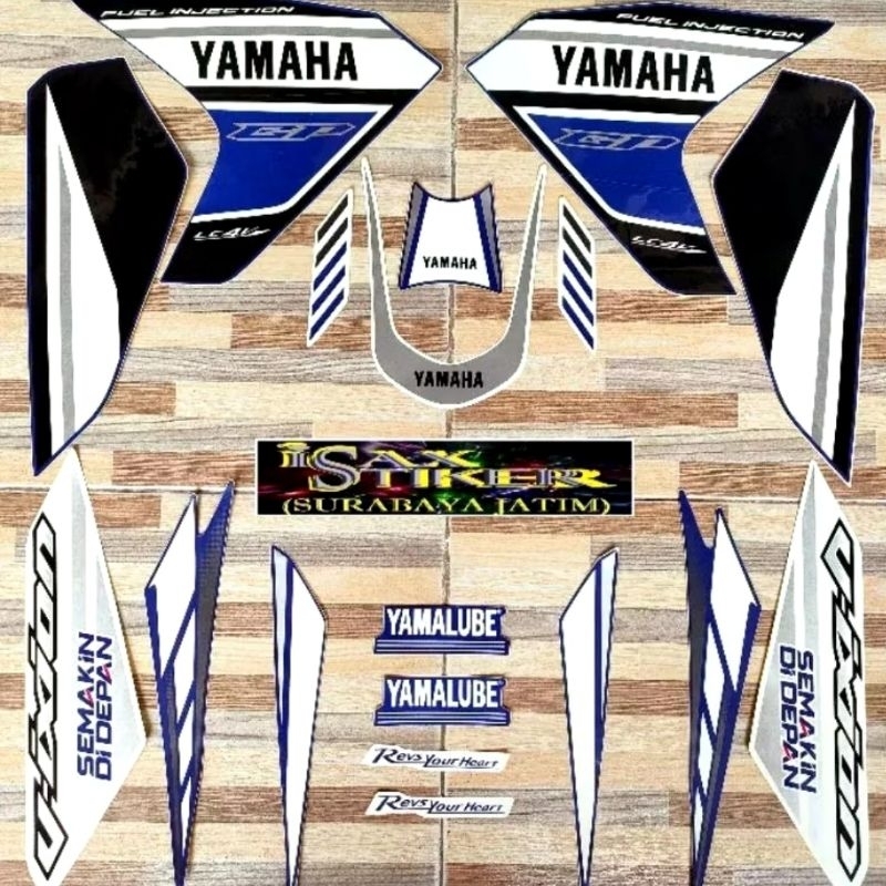 stripping lis sticker variasi lis standar ||ori yamaha new vixion Gp 2015  2014  warna biru putih st