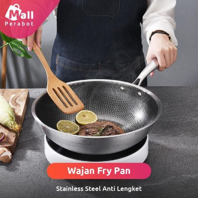 Teflon Jumbo Tebal | Wajan Stainless Steel 32cm | Kuali anti lengket