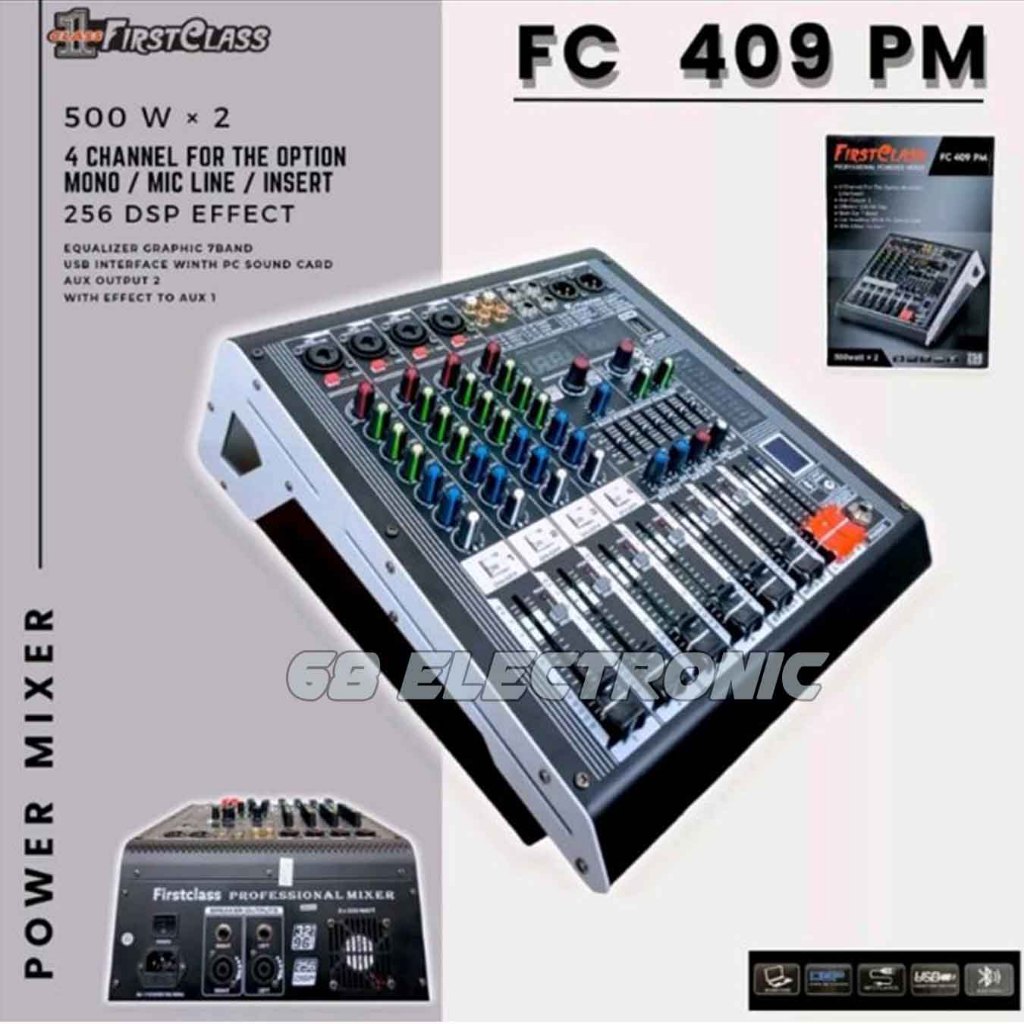 POWER MIXER FIRSTCLASS FC-409 FC409 FC 409 Fc409Pm fc 409 FM MIXER 4 CHANNEL