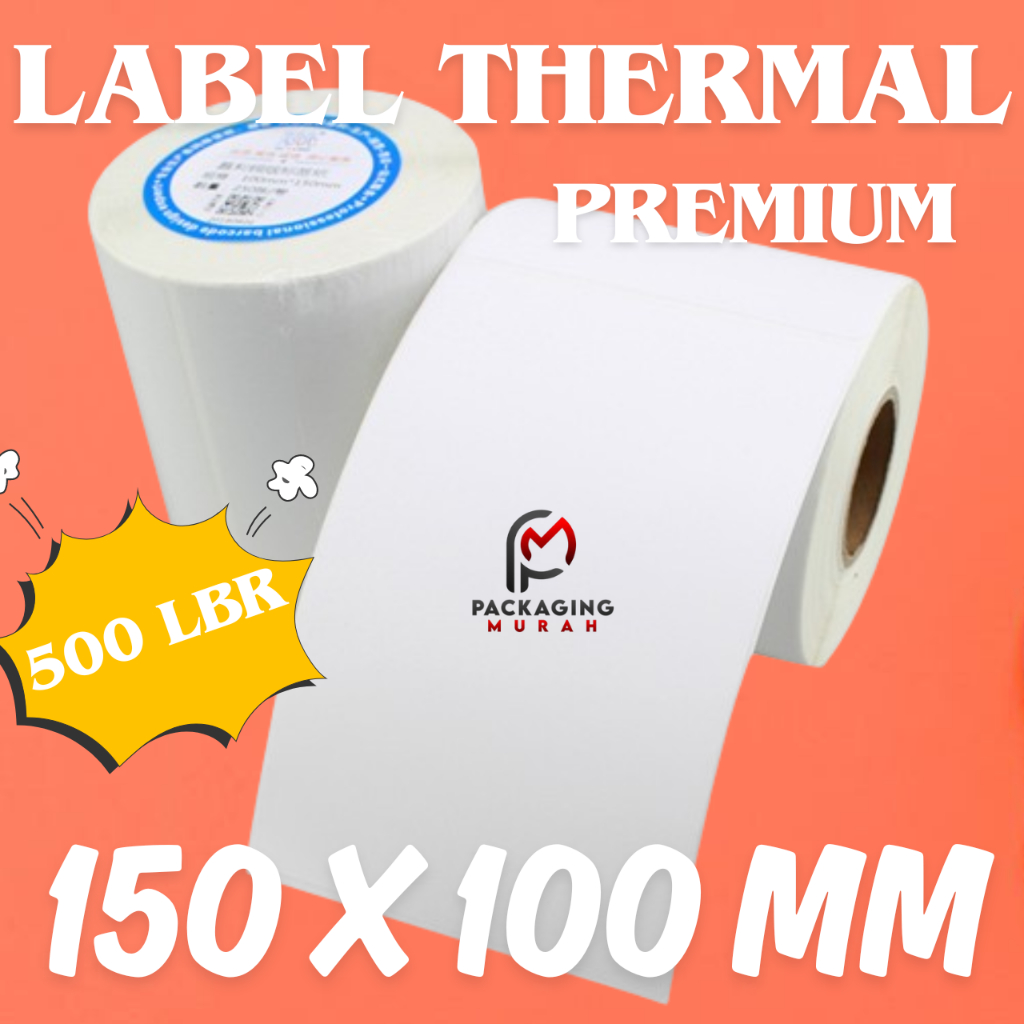 

Label stiker Thermal 100x150mm Waterproof / Sticker Label Continuous / Label Kertas Isi 500pcs Tidak Luntur Lem Kuat Grosir