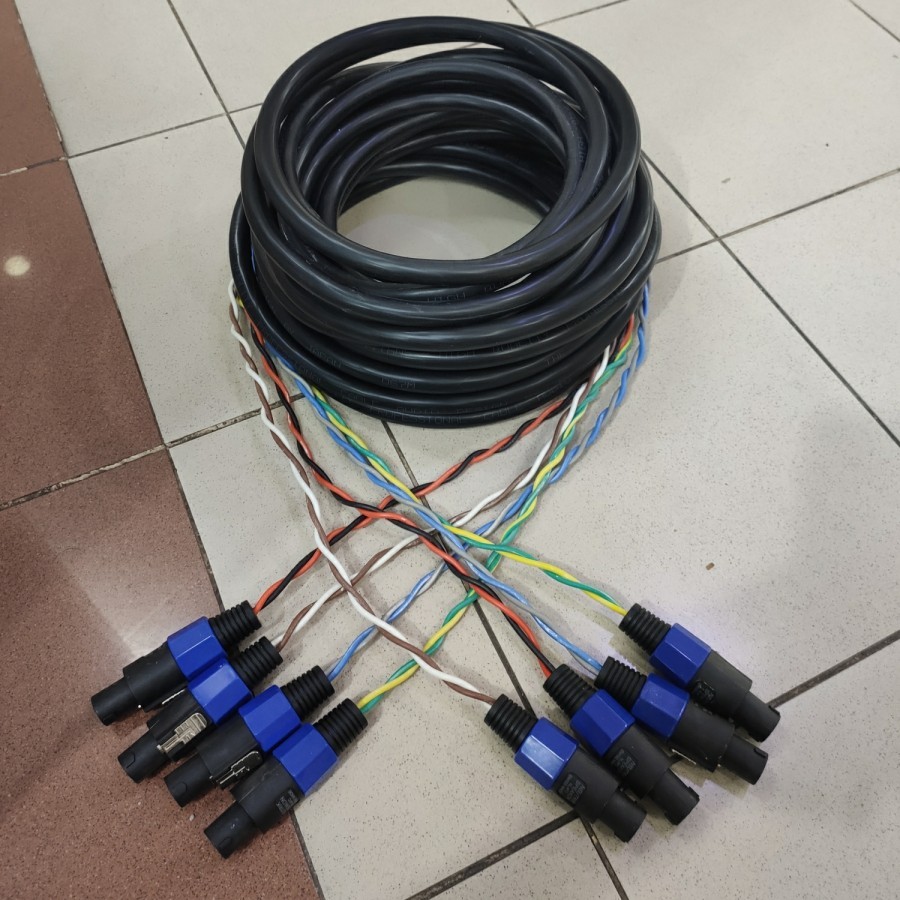 Kabel Speaker ISI 8 Ukuran 8x2.5 + Jack Spikon Panjang 20 Meter
