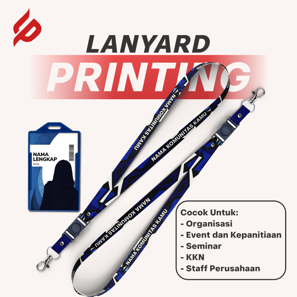 

Lanyard Custom + ID Card Cetak 2 Sisi Full Color Proses Cepat