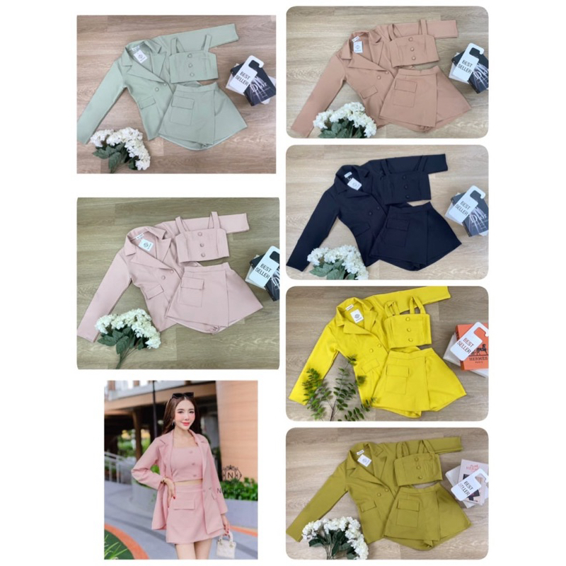 Set rok celana pendek / Set Blazer 3 in 1 (Ready)