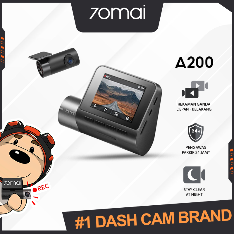 70mai A200 Dash Cam Set Dual-Channel HDR 1080P Fov-130 Night Owl Vision