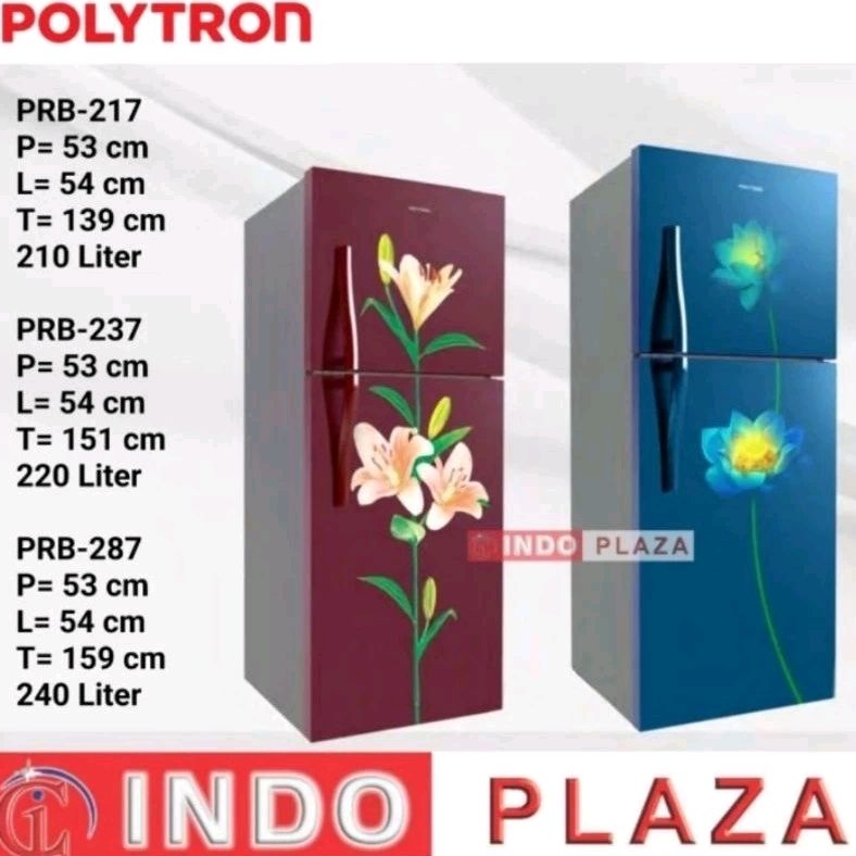 KULKAS POLYTRON 2 PINTU PRB-217 | PRB-237 | PRB-287 BUNGA TIMBUL