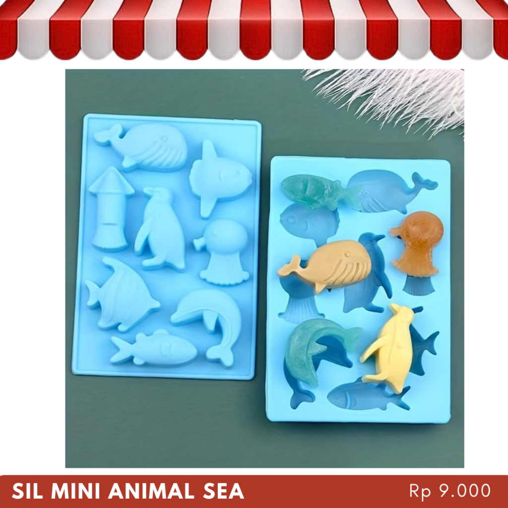 Cetakan Puding Coklat Jelly Ocean Animal Sea Binatang Laut Lumba Pinguin