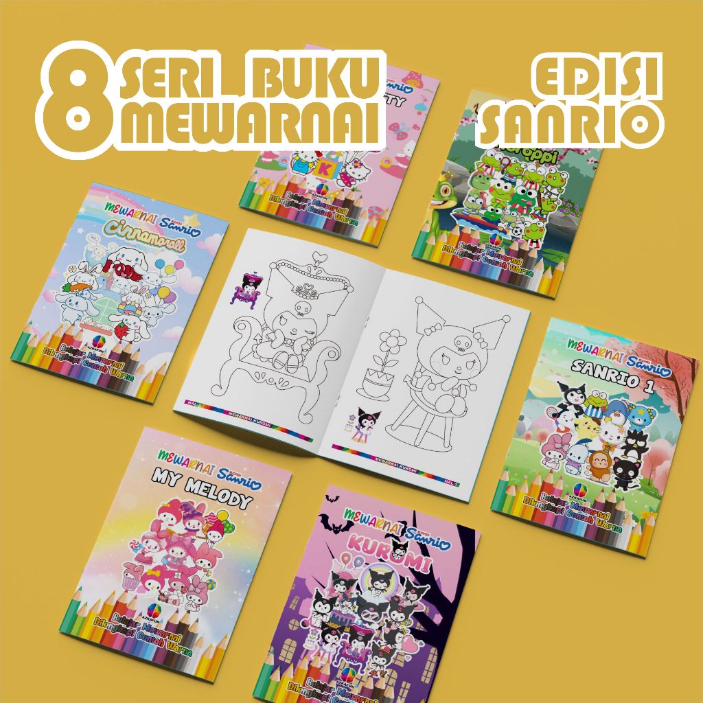 

PAKET 8 BUKU MEWARNAI EDISI SANRIO - buku mewarnai anak