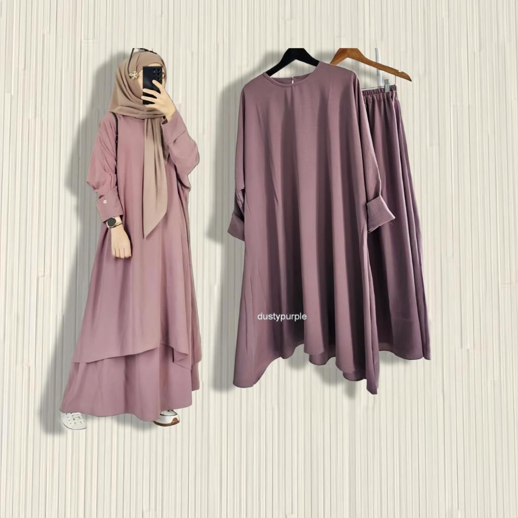 ATIYA SET crinkle airflow gamis wanita terbaru(gamis kondangan)gamis buat santay (gamis runian) FIT 