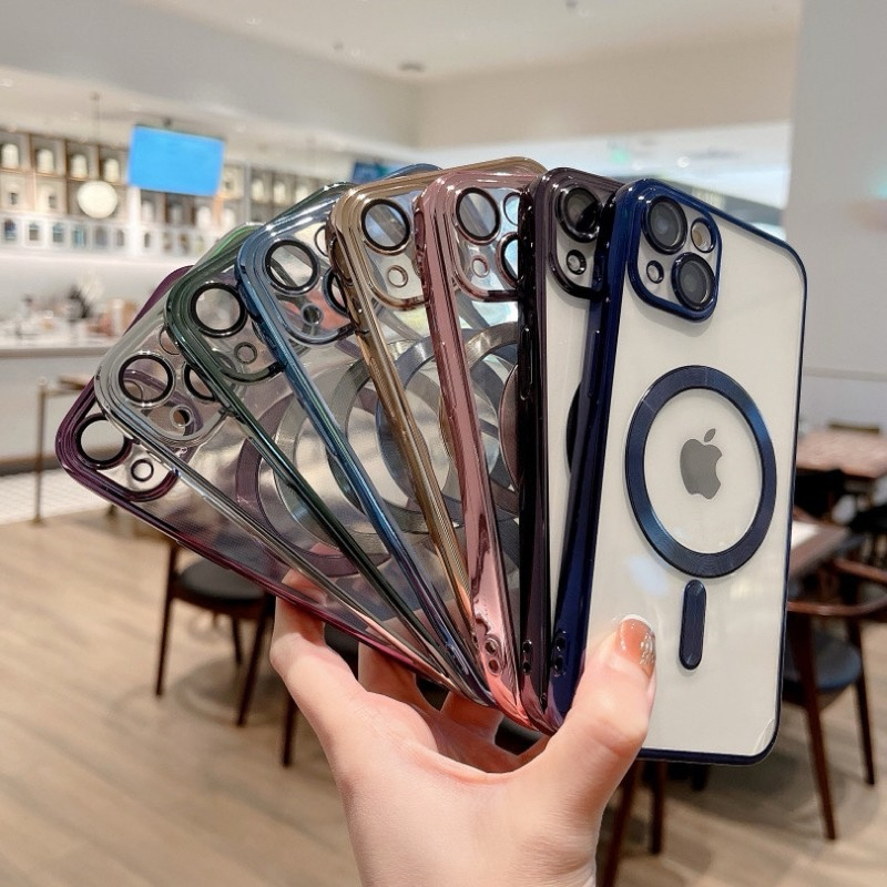 Terbaru Metallic Magsafe - Fullcover Softcase Compatible For Iphone 11 12 13 14 15 16 Mini Pro