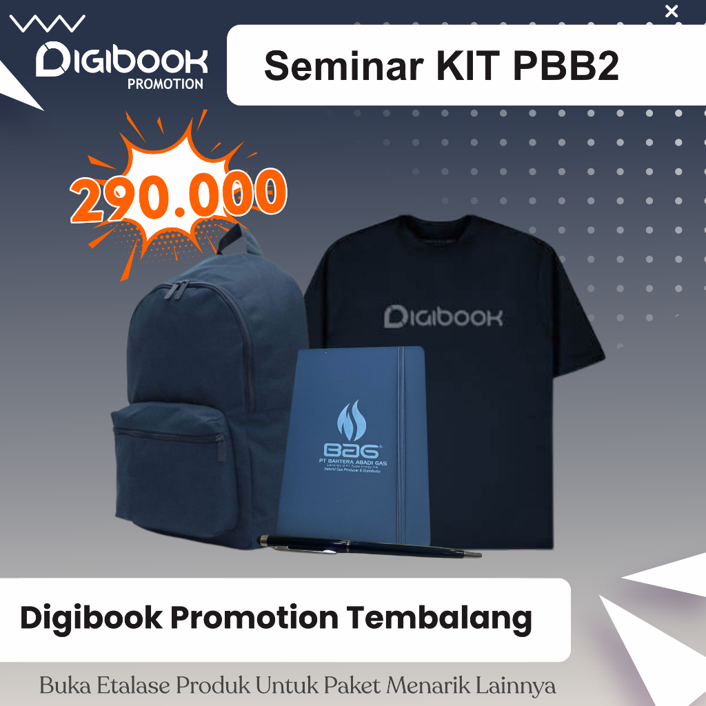 

Tas Backpack Cordura, Notebook Kulit Karet, Pulpen Besi Grafir, Kaos Cotton Combed | Custom Paket Seminar Kit isi 4 | PBB2.2
