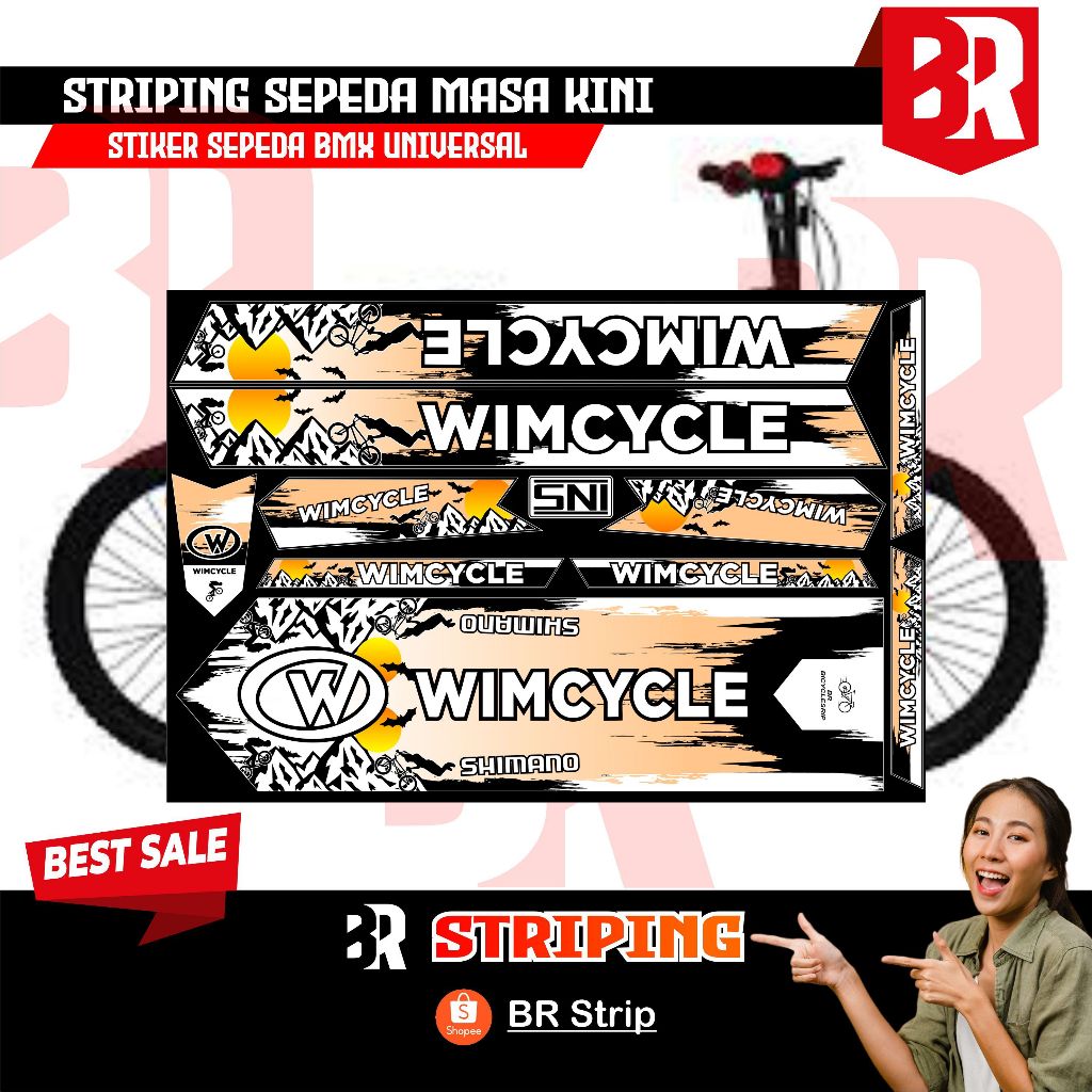 NEW stiker striping sepeda BMX 18 20 wimcycle decal glossy lentur anti air
