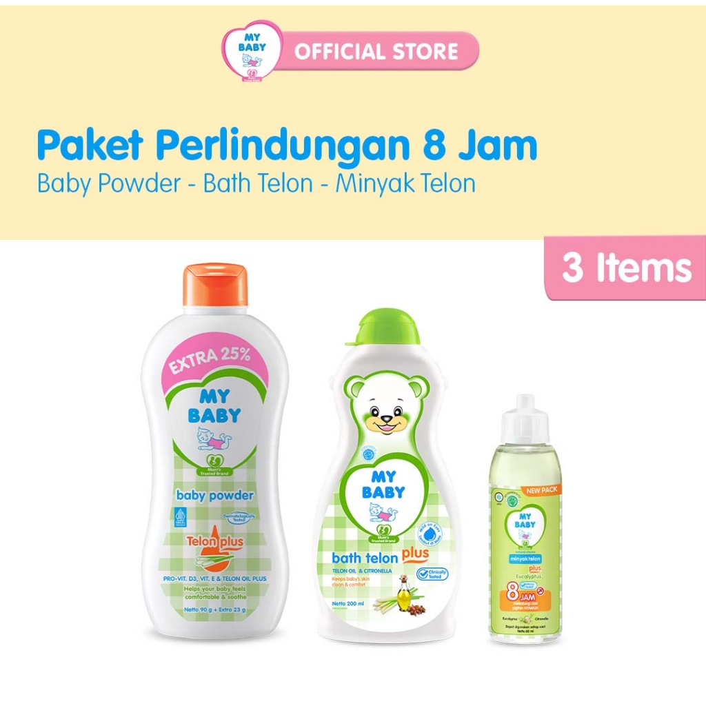 MY BABY Paket Perlindungan 8 Jam - 1 Paket (Sabun, Bedak, Minyak Telon Bayi)