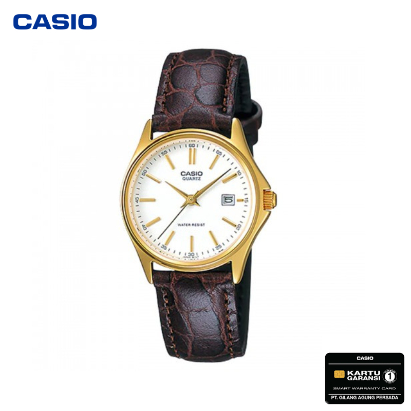 JAM TANGAN CASIO WANITA CASIO LTP-1183Q-7A - LTP1183Q COKELAT PUTIH JAM CASIO ORIGINAL