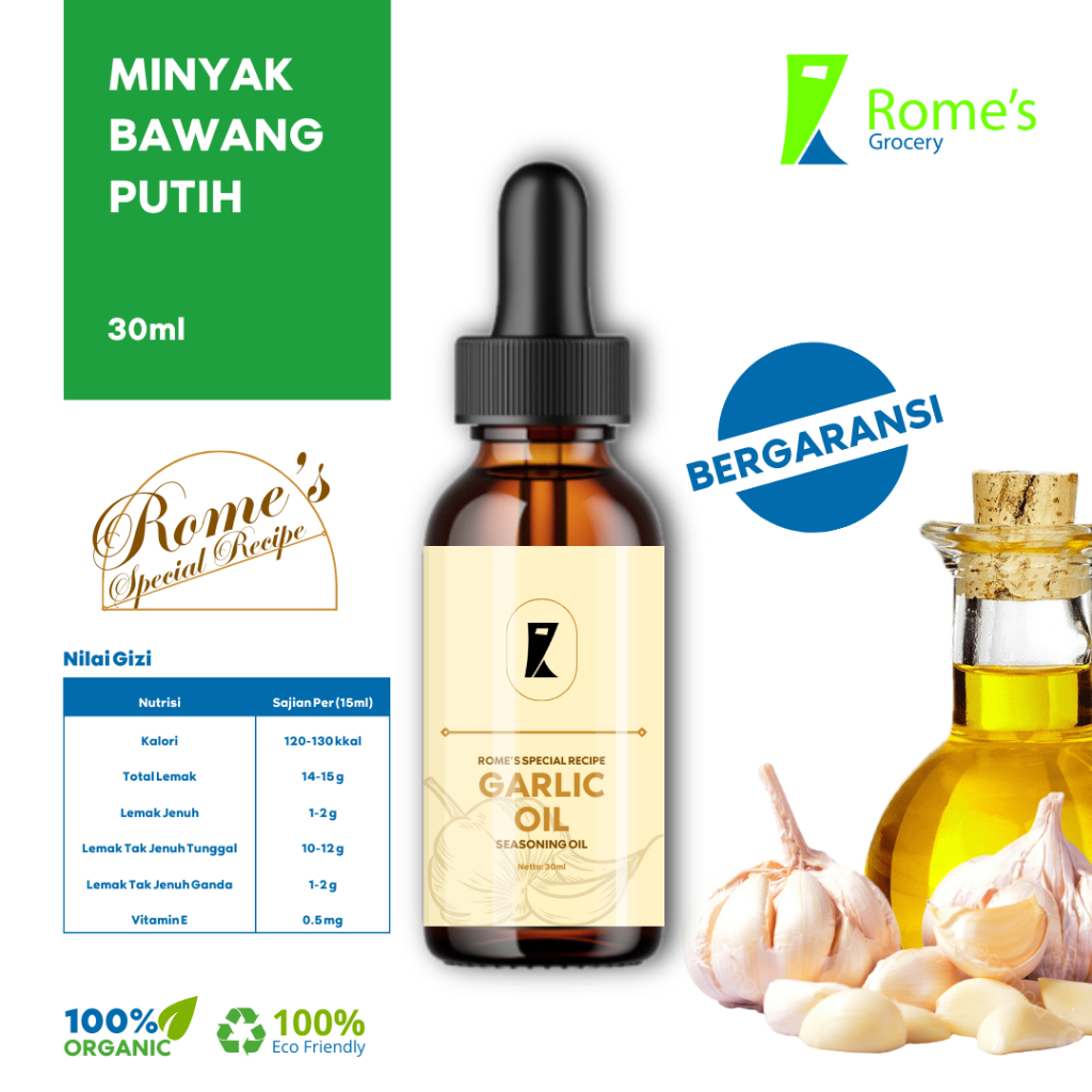 

Minyak Bawang Putih/Garlic Essen | 30ml | Rome's Special Recipe | Bergaransi I Rome's Grocery