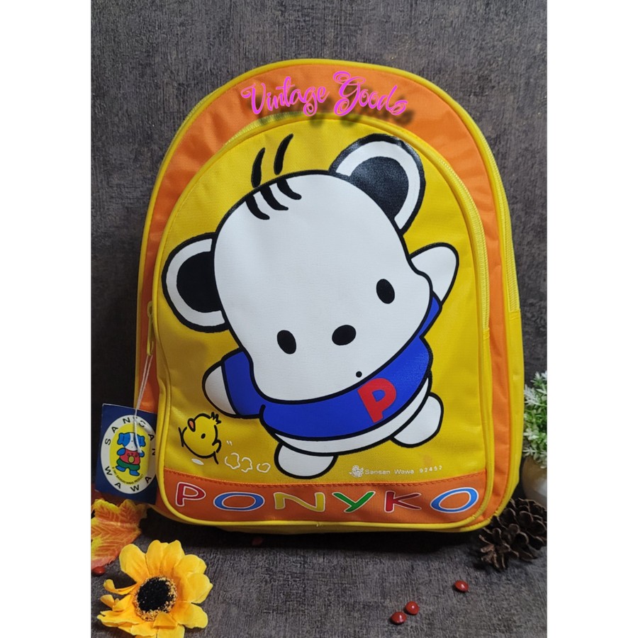 Vintage 90s Tas Ransel Kuning Orange Ponyko