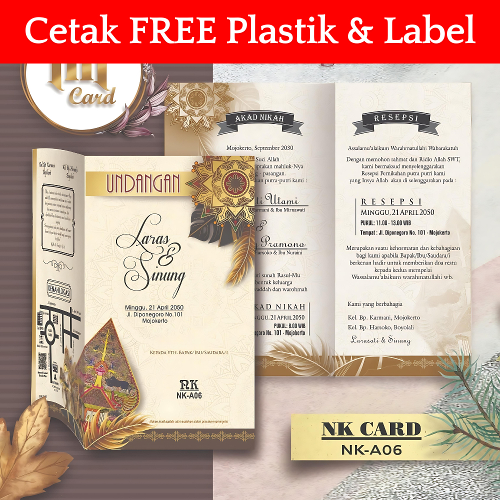 NK 06 Undangan Pernikahan Sudah Cetak Siap Pakai Free Plastik dan Label | Kertas Blangko Undangan Pe