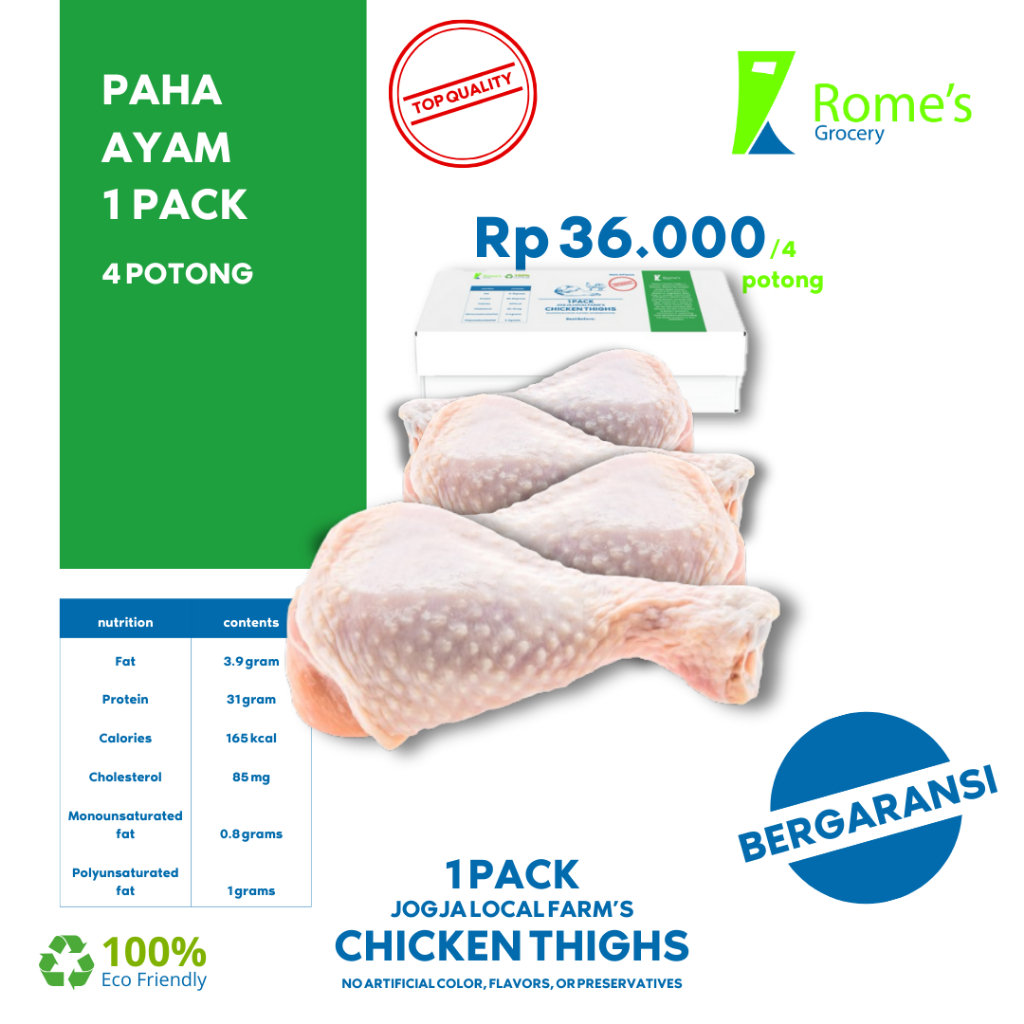 

Paha Ayam | 0.5 Kg | Fresh&Organik | Bergaransi | Rome's Grocery