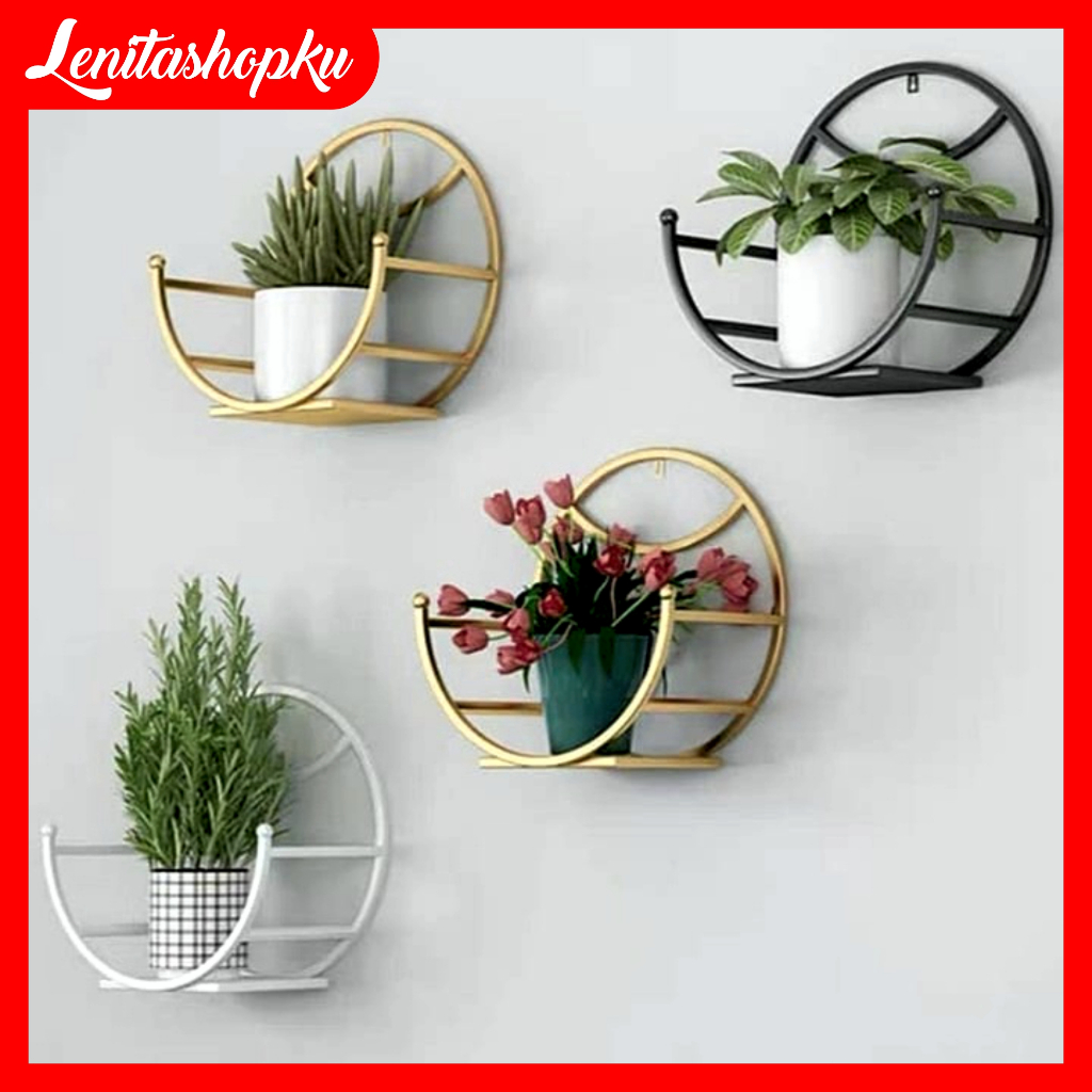 Besi Gantungan Pot Bunga Hias Dekorasi Pot Bunga Taman Mini Tempel Dinding Estetik Termurah | Rak Po