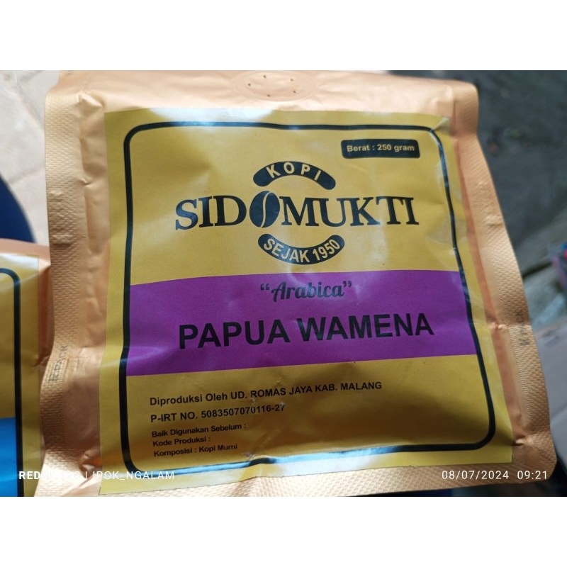 

kopi 100% Arabika Sido Mukti Papua Wamena 125 gr