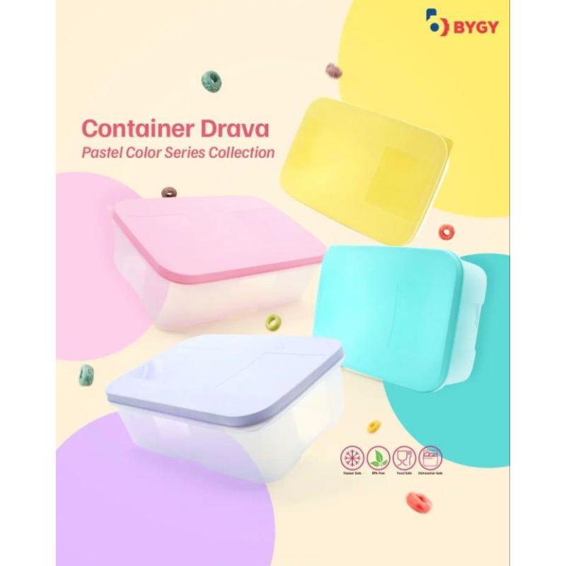Kotak Makan Drava Pastel Tebal BPA Free 700 ml/Tempat Makan Kedap Udara Biggy Home