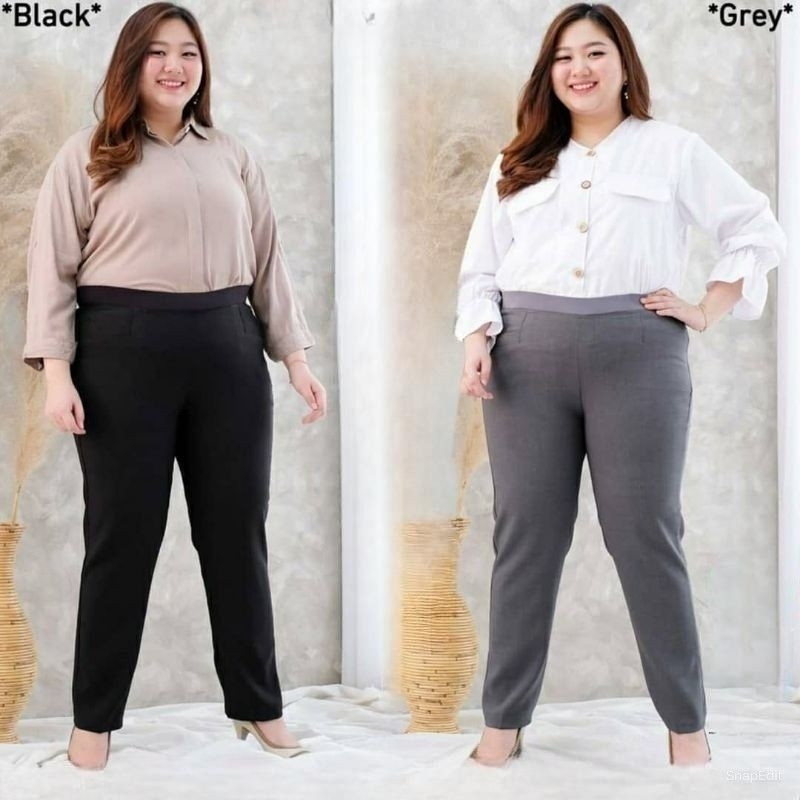 Celana Kerja Kantor Wanita Jumbo Pinggang Karet Merk Kenzi Premium