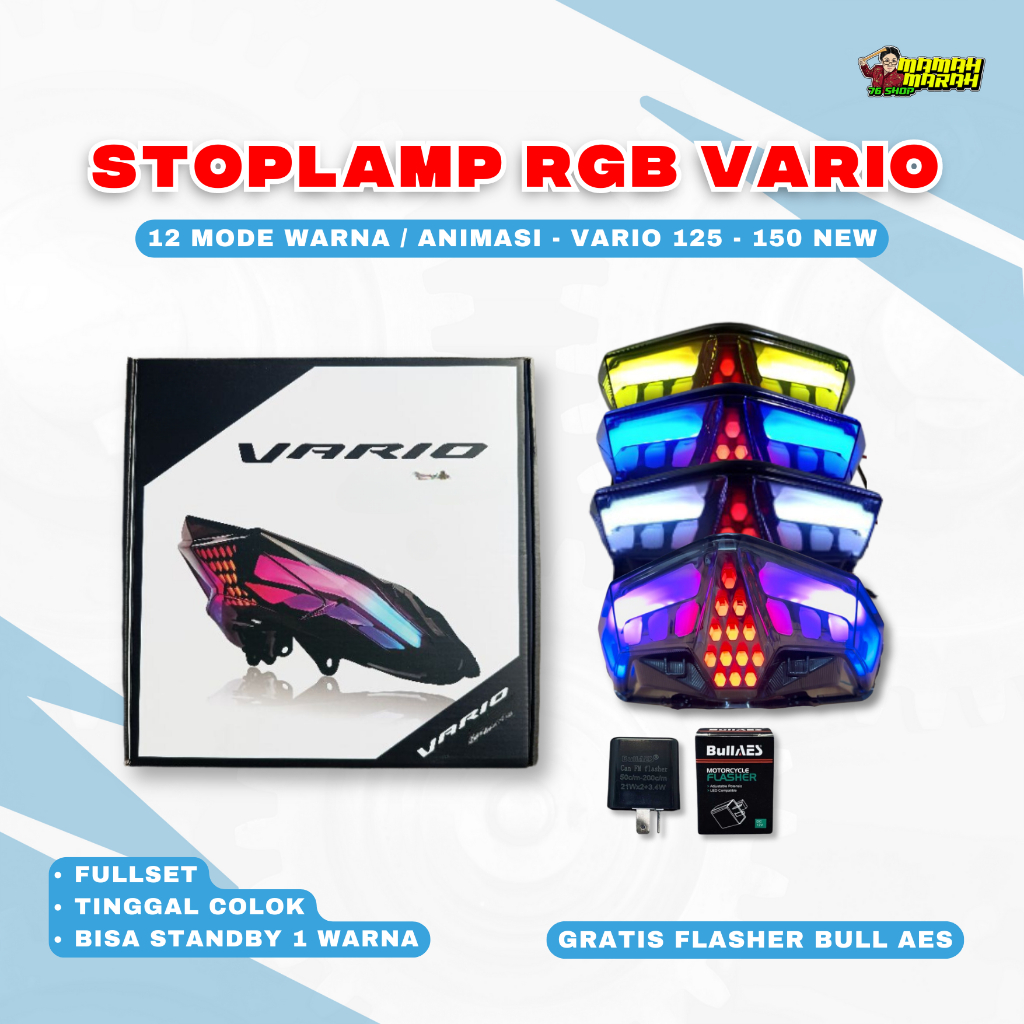 STOPLAMP RGB VARIO 125 150 NEW -  Stoplamp RGB lampu belakang motor RGB vario led new