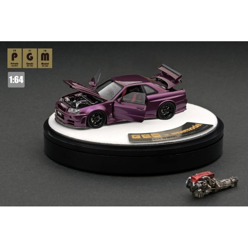 PGM 1/64 Nissan Skyline GT-R R34 Z-Tune Purple Deluxe Version