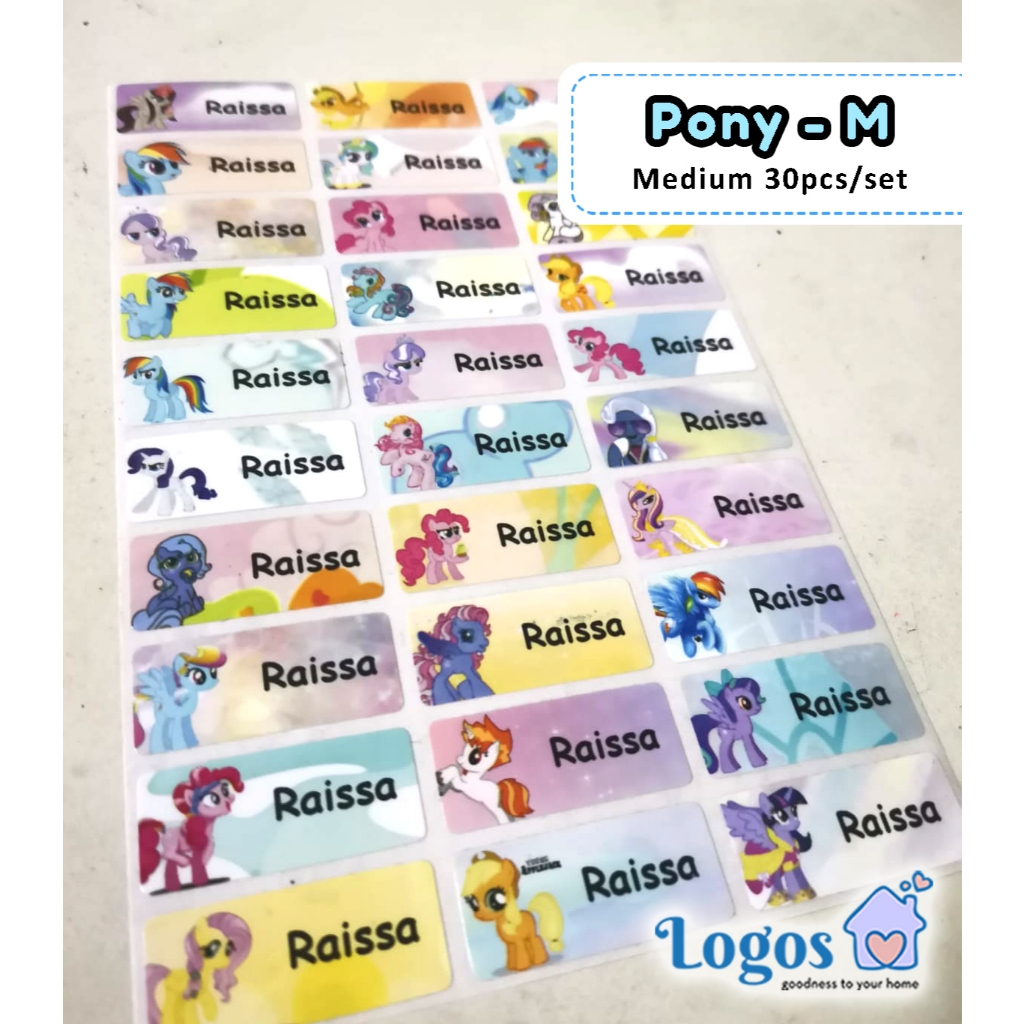 

My Little Pony Sticker MEDIUM Name Label. Stiker fancy lucu untuk nama anak dewasa di buku sekolah