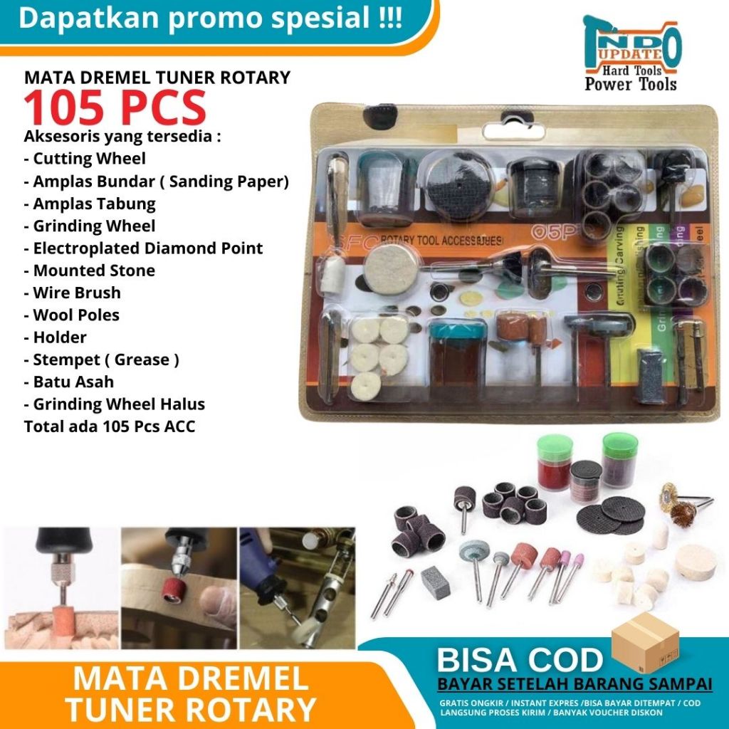 105Pcs Mata Bor Gerinda Tuner Polishing Kit Set Die Mini Tuner / Set Mata Tuner Mini Gerinda Tunner