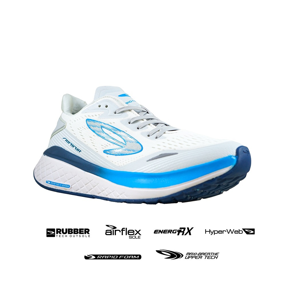 AURORUN PUTIH NAVY BIRU 910 NINETEN/SEPATU LARI AURORUN 910/SEPATU PUTIH/AURORUN 910