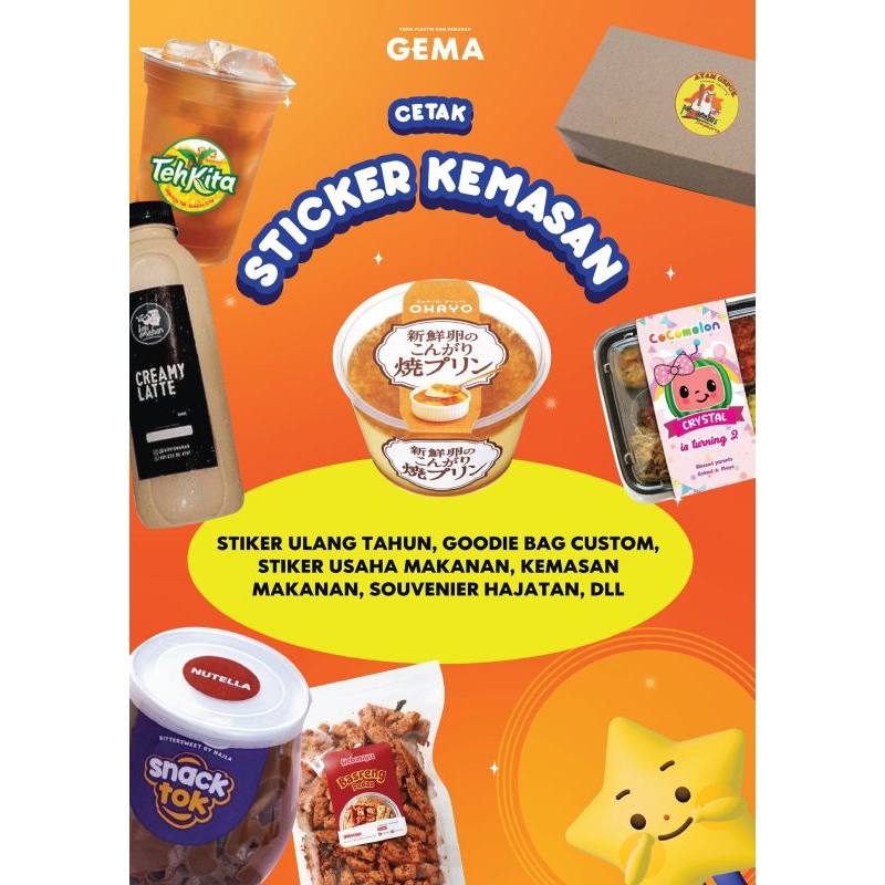 CETAK STIKER KEMASAN CUSTOM | cetak stiker untuk keperluan catering, hajatan, goodie bag, bingkisan,