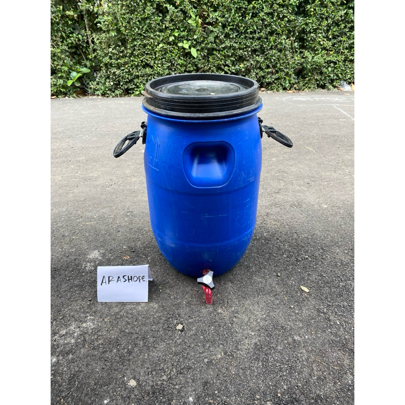 tong kran air kapasitas 35 liter/drum plastik hdpe bekas