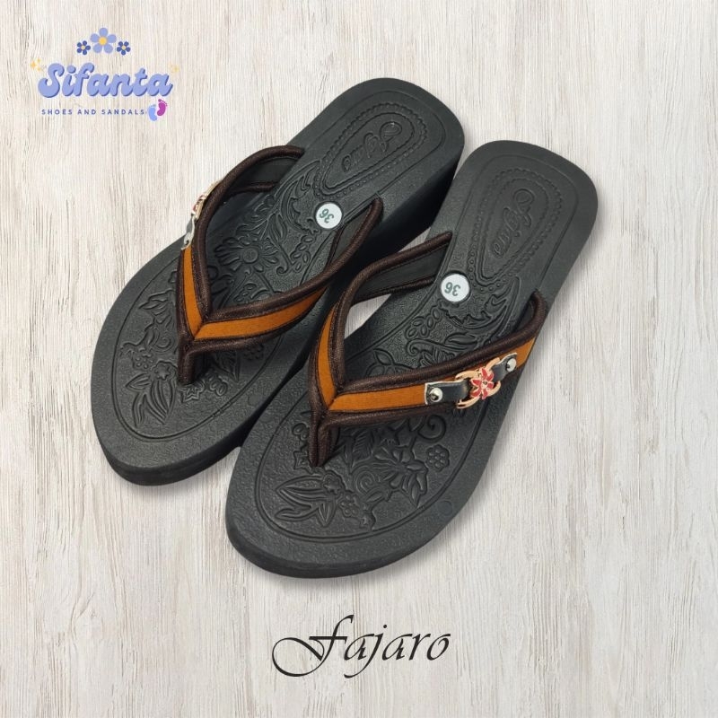Sandal Spon FAJARO Japit Tinggi Kap Bludru - Sandal Spon Wanita - Sandal Spon Awet