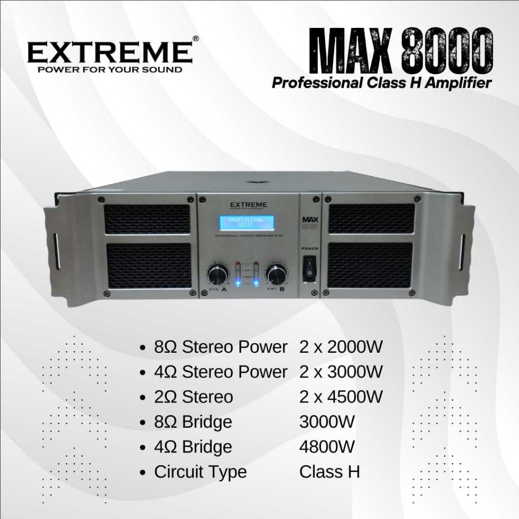 Power Ampli EXTREME MAX 8000 Power Dual Channel MAX-8000 Extreme MAX 8000 Original