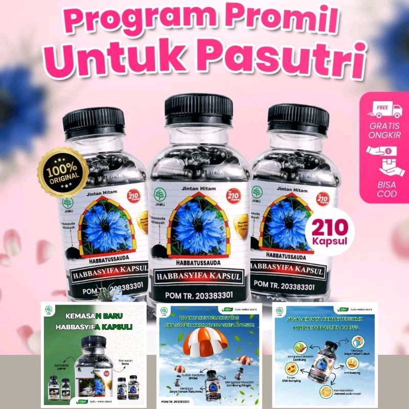 Habbasyifa Serbuk 210 Kapsul Serbuk Habbatussauda Murni Habasyi Jinten Hitam l Kapsul Jintan