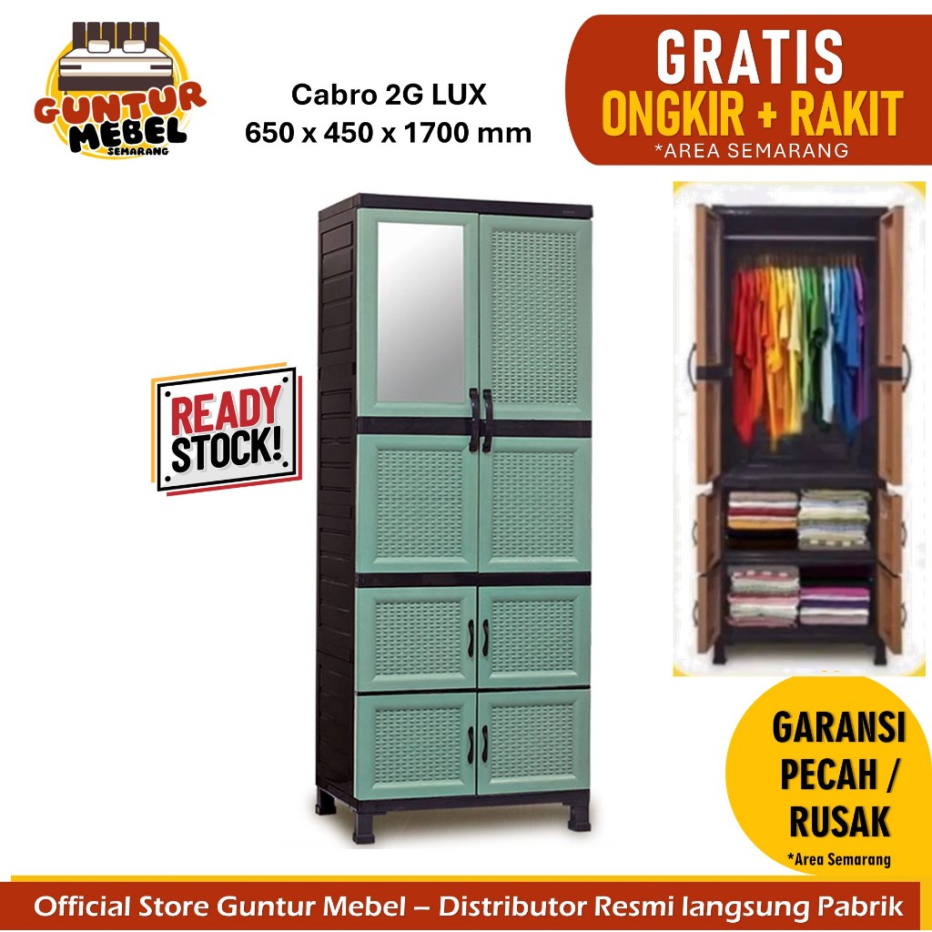 Lemari Plastik Napolly Murah Cabro 2G Lux matcha Jati guntur mebel semarang