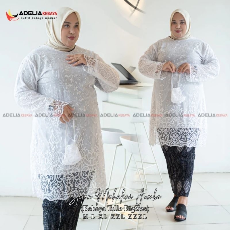 Riana Kebaya - Setelan Kebaya Tunik Mahalini Jumbo / Kebaya Tunik Tulle Bordir / Kebaya Tile Tuton /