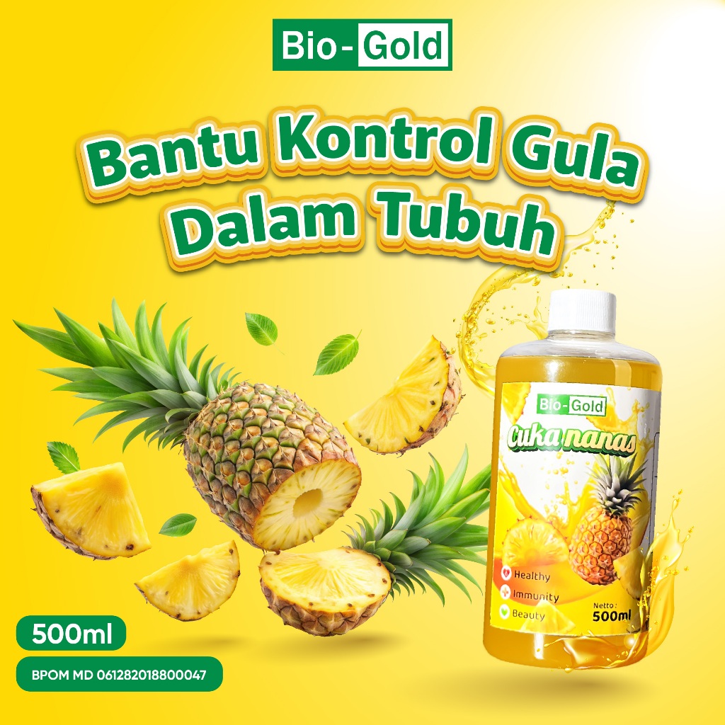 

Cuka Nanas Organik Bio Gold Buah Nanas Hasil Fermentasi Tanpa Bahan Pengawet Kemasan 500ml