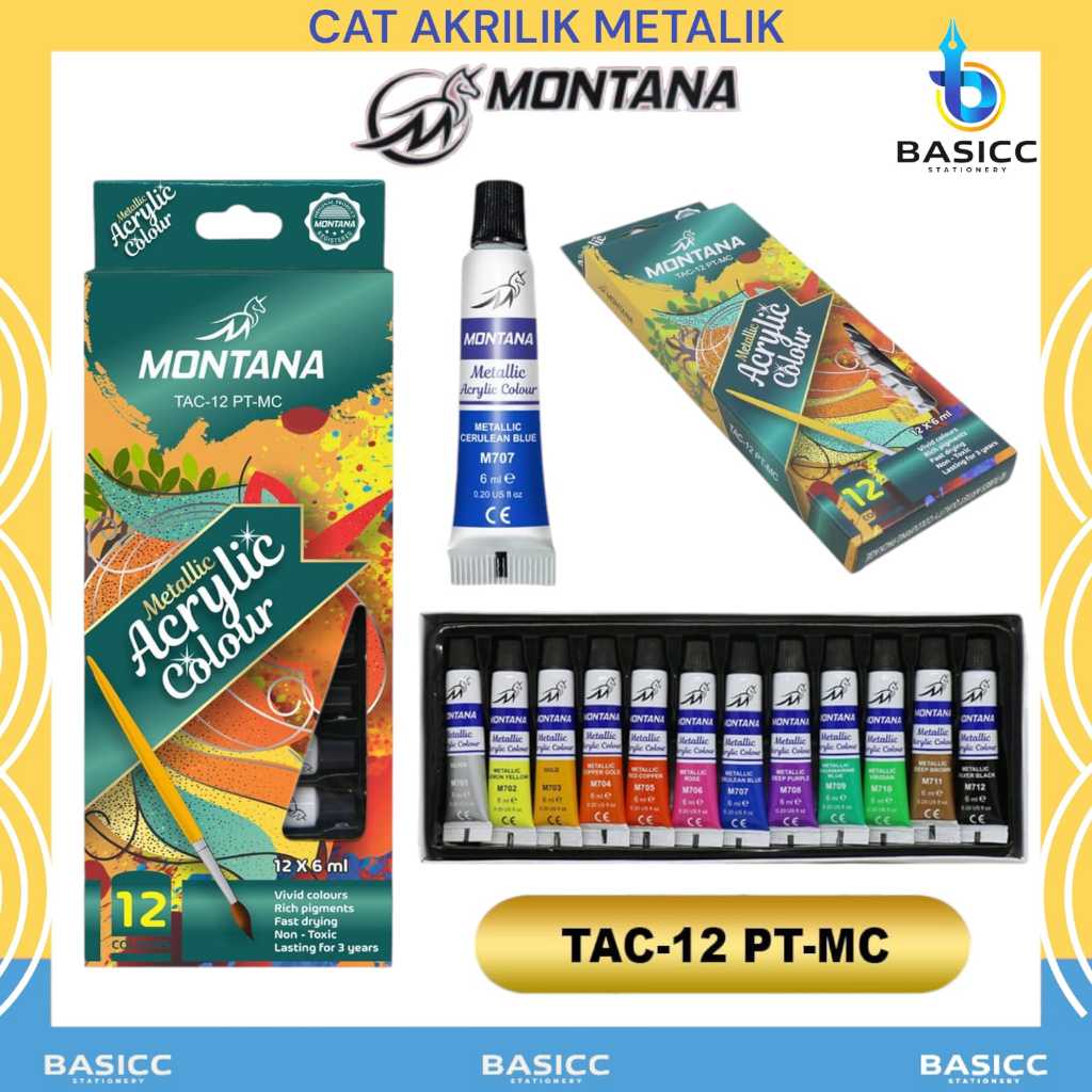 

Montana Cat Akrilik Metalik 6ml TAC 12 PT-MC | @ 1Set= 12 Warna